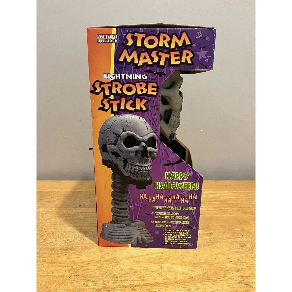 Vtg‎ Play Motion Halloween Storm Master Lightning Strobe Stick Skeleton Tested